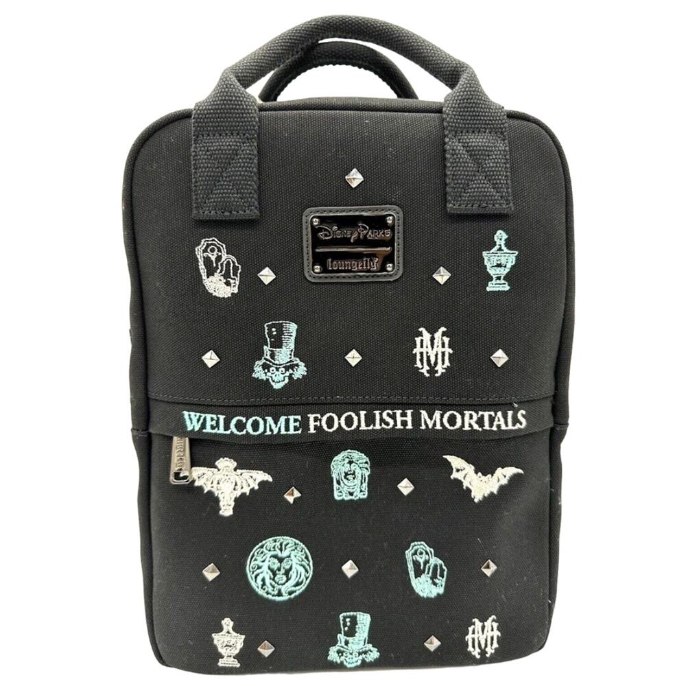 2024 Disney Parks Loungefly Haunted Mansion Canvas Backpack Leota Hatbox Ghost
